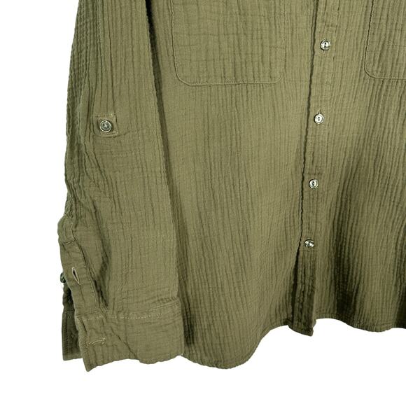 Social Standard by Sanctuary Olive Green Gauze Button Shirt Women’s XXL - Picture 9 of 11
